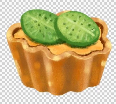 Sweet small fruit kiwi tart pie dessert bakery chalk illustration drawing Stock Illustration