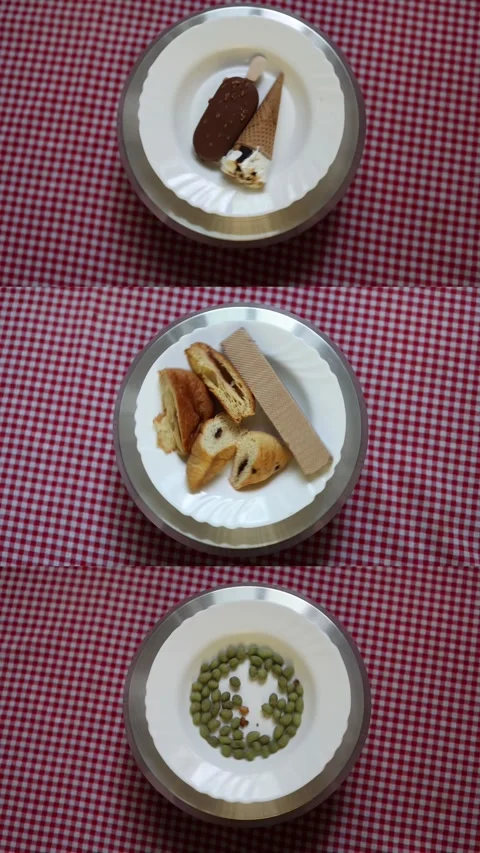 Sweet snack collection on separate plates Stock Footage 340221358