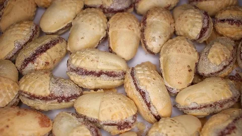 Sweet snack snacks rotating seamless looping food texture pattern close up Stock Footage 103083191