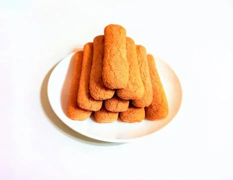 Sweet soft healthy soft spongy sprinkled sugar vanilla cookies (vainillas). C Stock Photos