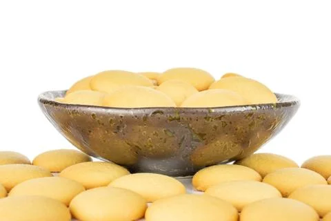 Sweet sponge biscuit isolated on white Stock Photos