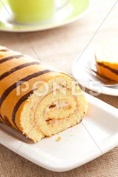 Sweet sponge roll dessert Stock Photos