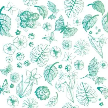 Sweet spring doodles Stock Illustration