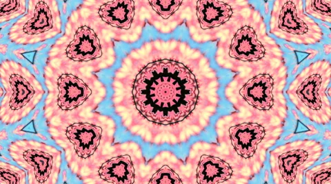 Sweet spring floral kaleidoscopic pattern in pink and blue colors 库存影片 61347242