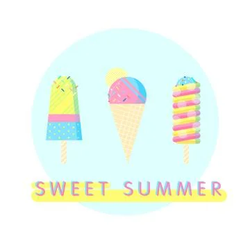 Sweet Summer Ice Cream Stock Illustration
