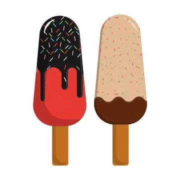 Sweet Summer Popsicle Collection Flat Design Stock Illustration