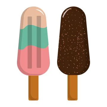 Sweet Summer Popsicle Collection Flat Design Stock Illustration