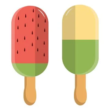 Sweet Summer Popsicle Collection Flat Design Stock Illustration