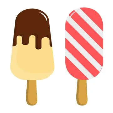 Sweet Summer Popsicle Collection Flat Design Stock Illustration
