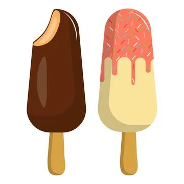 Sweet Summer Popsicle Collection Flat Design Stock Illustration