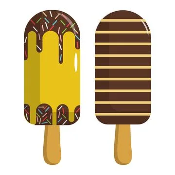 Sweet Summer Popsicle Collection Flat Design Stock Illustration