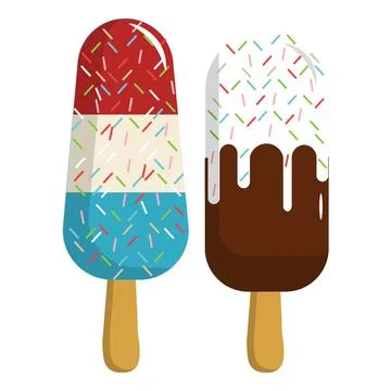 Sweet Summer Popsicle Collection Flat Design Stock Illustration