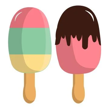 Sweet Summer Popsicle Collection Flat Design Stock Illustration
