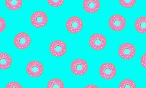 Sweet summer seamless pattern with donuts illustrations. Stock Illustration