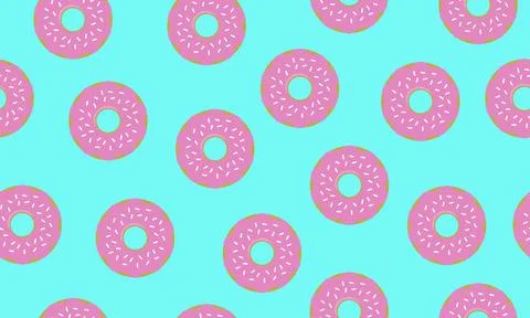 Sweet summer seamless pattern with donuts vector illustrations. Stock Illustration