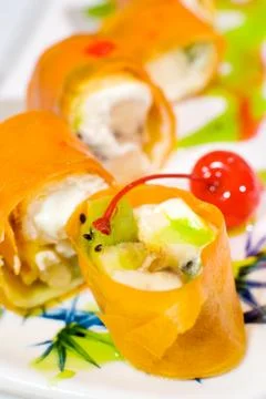 Sweet sushi rolls Fotos Stock