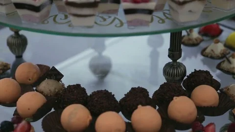 Sweet table with more cakes Stock Footage 82706102