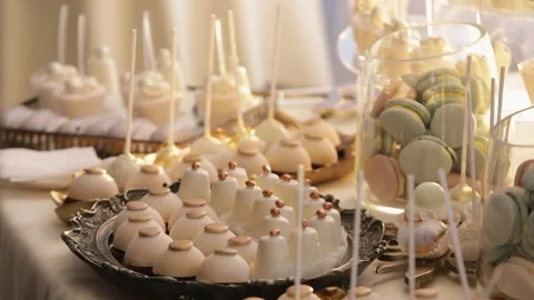 Sweet Table in Restaurant. Stock Footage 221197695
