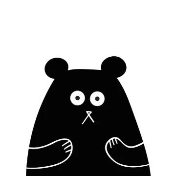 Sweet teddy bear vector illustration black and white. Stock Illustration
