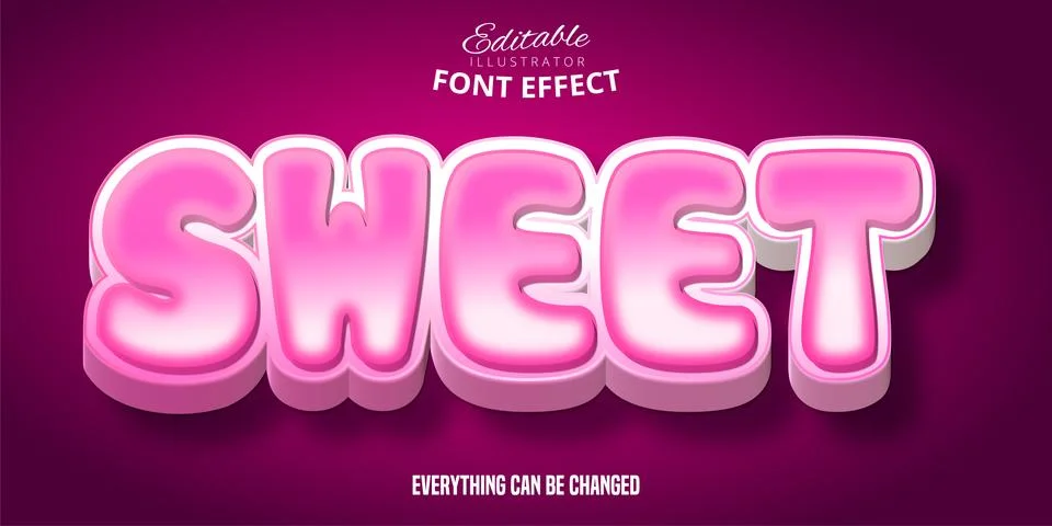 Sweet text, 3d editable font effect Stock Illustration