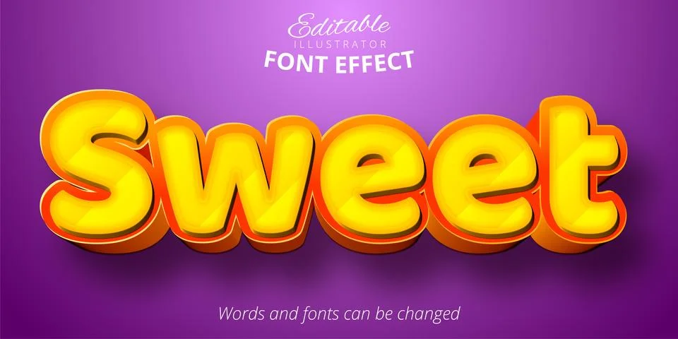 Sweet text, 3d editable font effect Stock Illustration