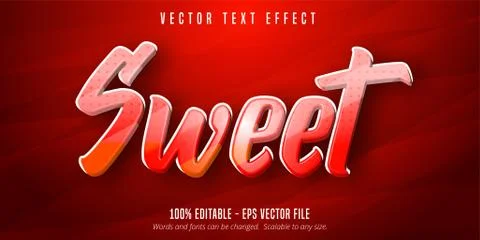 Sweet text, cartoon style editable text effect Stock Illustration