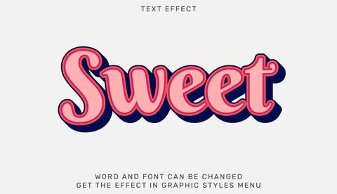 Sweet text effect template in 3d design Stock Illustration