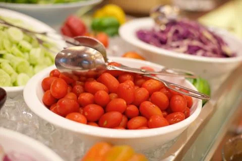 Sweet tomatoes in buffet Stock Photos