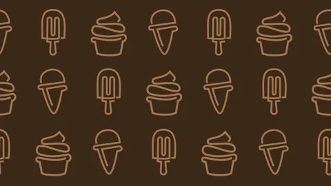 Sweet treats pattern with seamless ice cream, popsicle, and cupcake line art Video stock 334733735