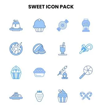 Sweet Two Colour Vector Icons Pack Stock Illustration