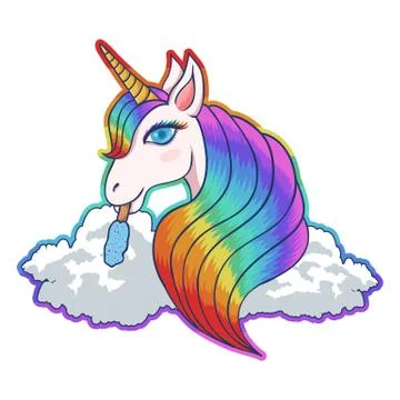 Sweet Unicorn cloud vector illustration イラスト素材