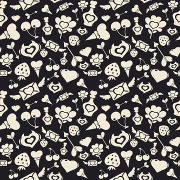 Sweet Valentine Pattern Dark Stock Illustration