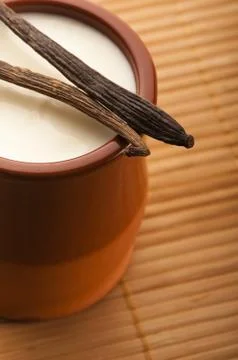 Sweet vanilla pudding dessert Stock Photos