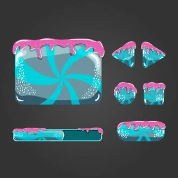 Sweet vector cartoon user interface games Stock Illustration