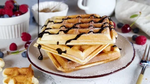 Sweet waffles with berry. Stock Footage 200820008