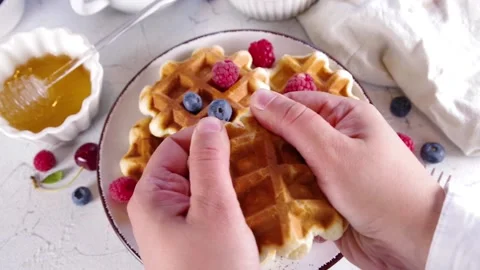 Sweet waffles with berry. Stock Footage 200820010