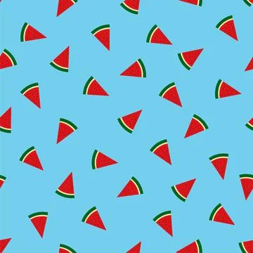 Sweet watermelon slices seamless pattern. Vector vacation background for prin Stock Illustration