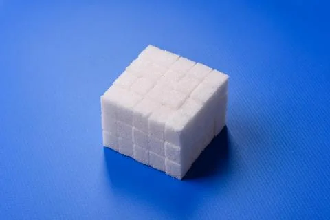 Sweet white sugar cubes as a source of glucose. White sugar cubes as a food.. 写真素材