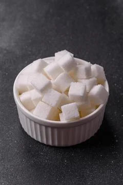 Sweet white sugar cubes as a source of glucose. White sugar cubes as a food.. 写真素材