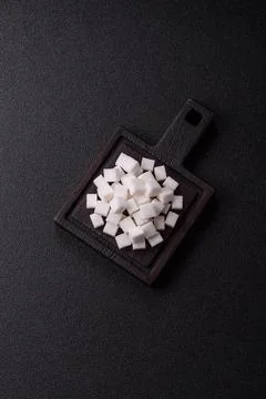 Sweet white sugar cubes as a source of glucose. White sugar cubes as a food.. 写真素材