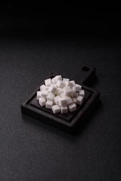 Sweet white sugar cubes as a source of glucose. White sugar cubes as a food.. 写真素材