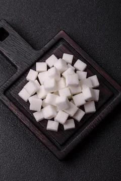 Sweet white sugar cubes as a source of glucose. White sugar cubes as a food.. 写真素材