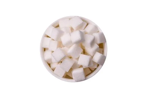 Sweet white sugar cubes as a source of glucose. White sugar cubes as a food b 写真素材