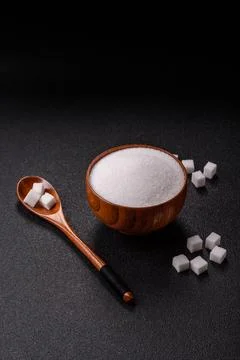 Sweet white sugar as a source of glucose. White sugar Stock Photos