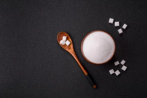 Sweet white sugar as a source of glucose. White sugar Stock Photos