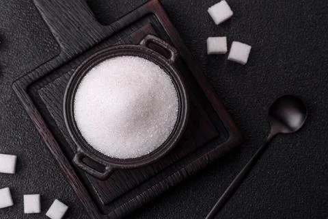 Sweet white sugar as a source of glucose. White sugar Stock Photos