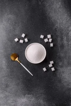 Sweet white sugar as a source of glucose. White sugar Stock Photos
