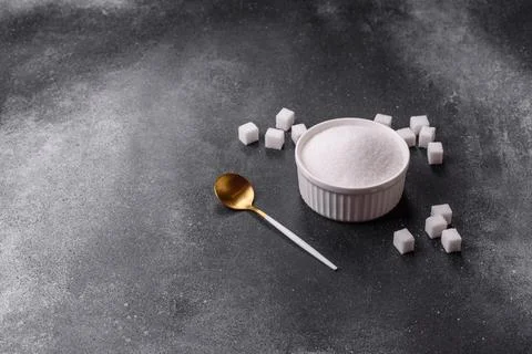 Sweet white sugar as a source of glucose. White sugar Stock Photos