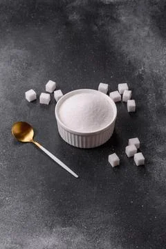 Sweet white sugar as a source of glucose. White sugar Stock Photos
