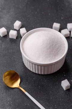 Sweet white sugar as a source of glucose. White sugar Stock Photos